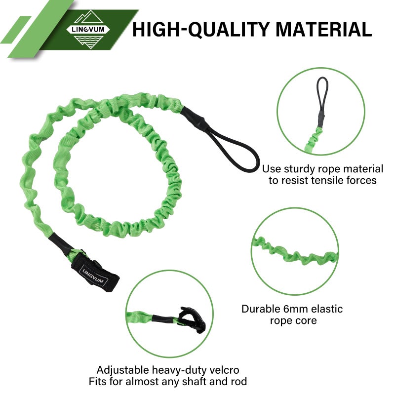 LINGVUM Kayak Paddle Leash Stretchable Paddle Strap Coiled Lanyard Rope for Kayaking Canoing Boating, Fishing Poles Rods, Kayak Paddle Accessories - Image 3